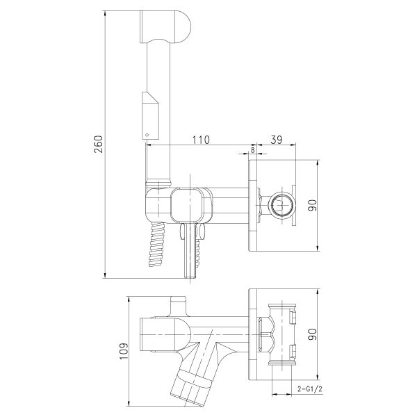 SOLO LM7166C Smesitel' s gigienicheskim dushem, vstraivaemyj, hrom_shema